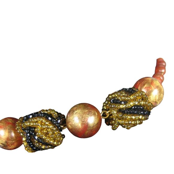 Kramer Signed Set 3 Necklace Clip On Earrings 15 In VTG 60s 50s Beaded Goldtone - Picture 2 of 12